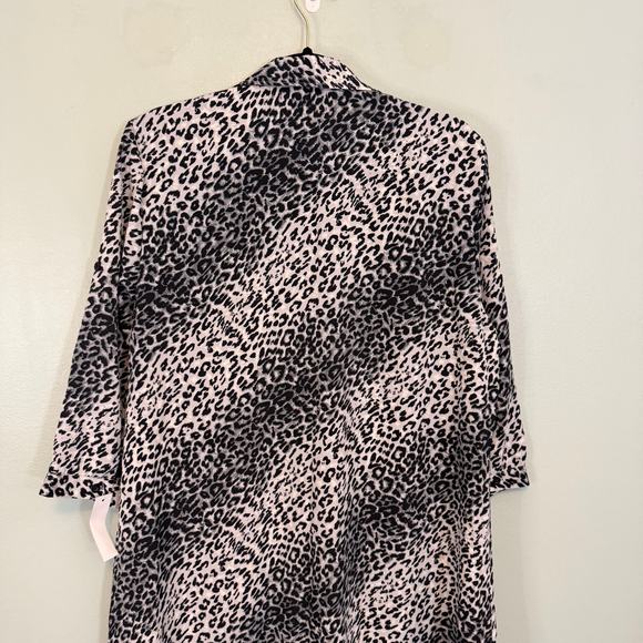 Lilly Collection Shirt Dress Womens XL Black Gray Leopard Long Sleeve Button NWT - Picture 8 of 10